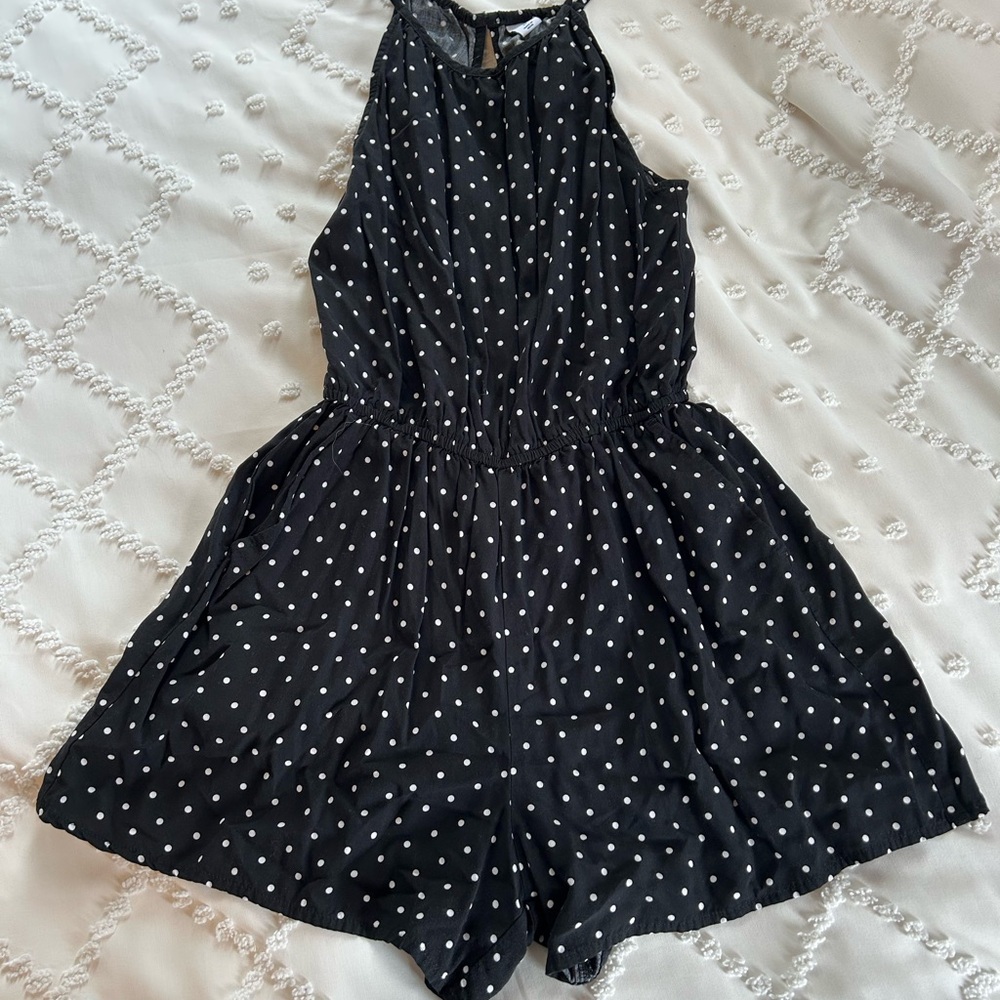Black and White Polka Dot Romper